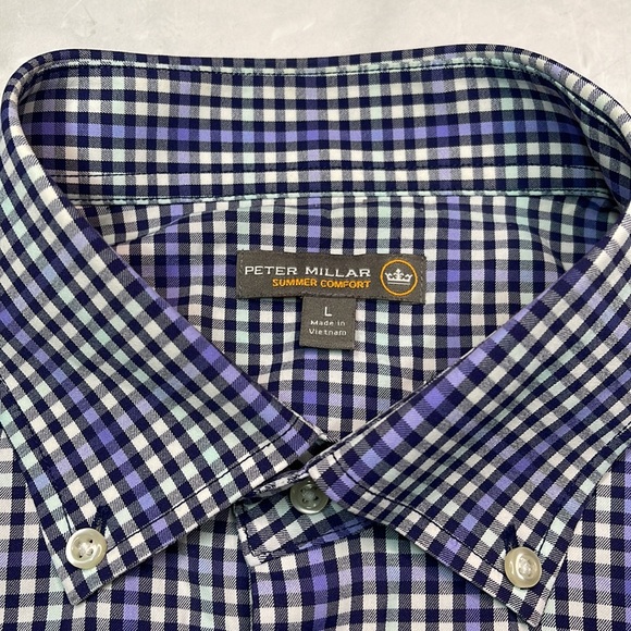 Peter Millar Summer Comfort Collier Performance Plaid Woven Button Up - Picture 4 of 6
